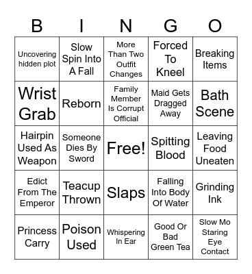 Chinese Drama Bingo Card