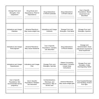 BINGO Rx Bingo Card