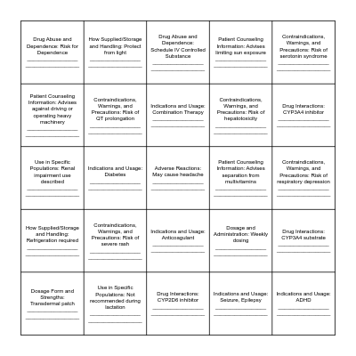 BINGO Rx Bingo Card