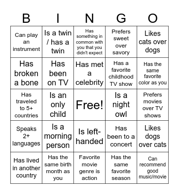 CED Ambassadors Bingo Card