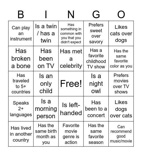 CED Ambassadors Bingo Card