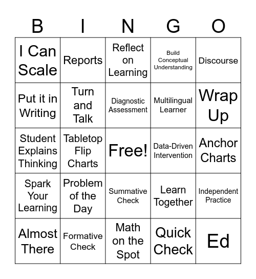 HMH Into Math Bingo Card