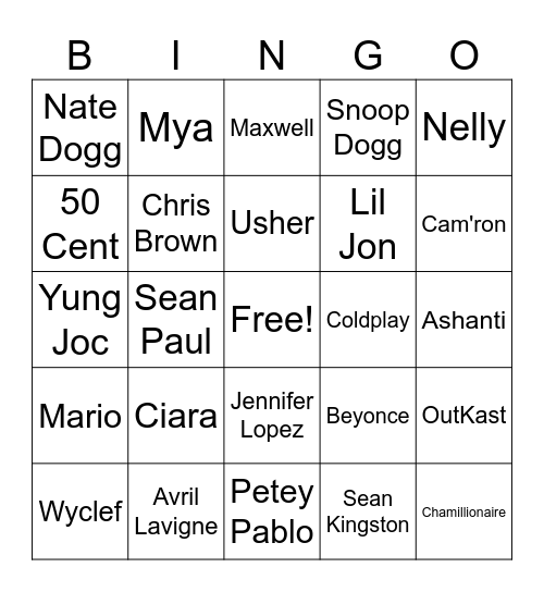 Music Bingo Card