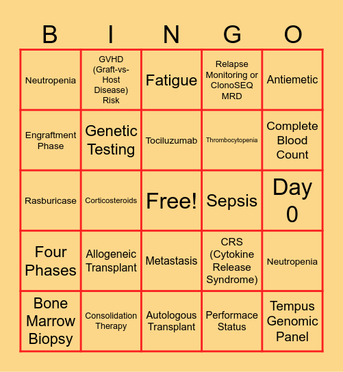 Harvest of Hope BINGO Card