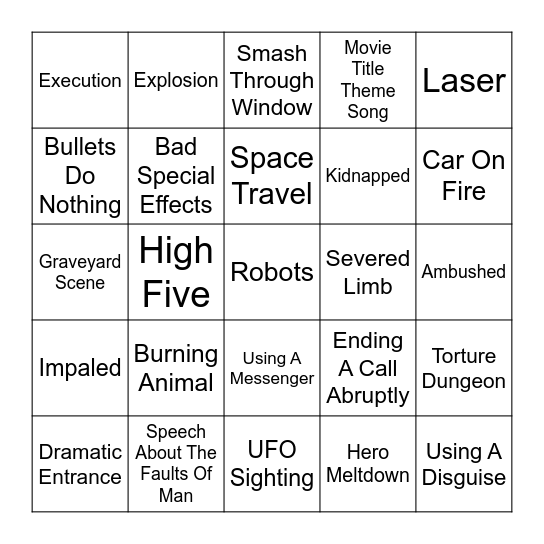 BingoFlix: Mars Attacks! (1996, PG-13) Bingo Card