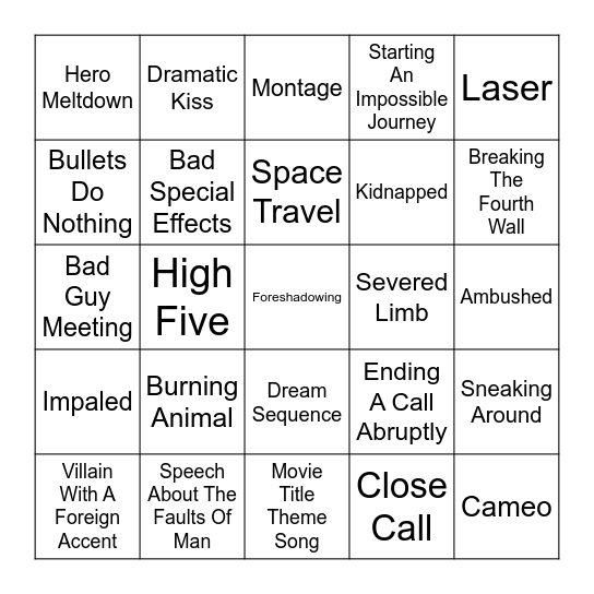 BingoFlix: Mars Attacks! (1996, PG-13) Bingo Card