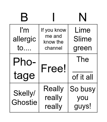 Cris the Ghoul Bingo Card