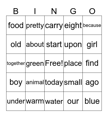 Quarter 3 High Frequency Bingo Card