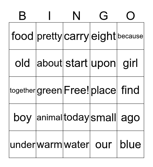 Quarter 3 High Frequency Bingo Card