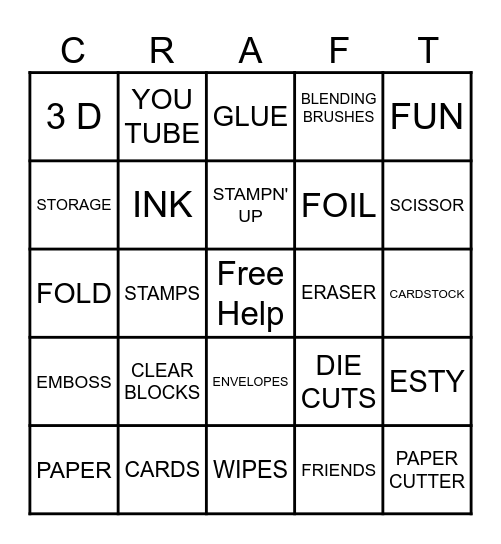 Crafty Sister Bingo Card