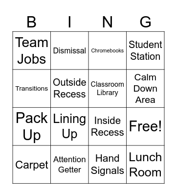 Procedure Bingo Card