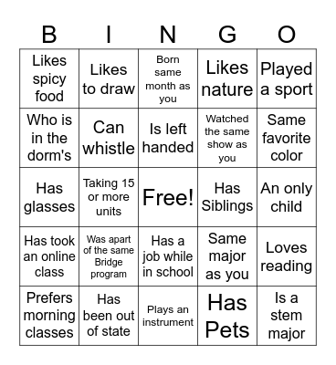 Find Someone Who... Bingo Card