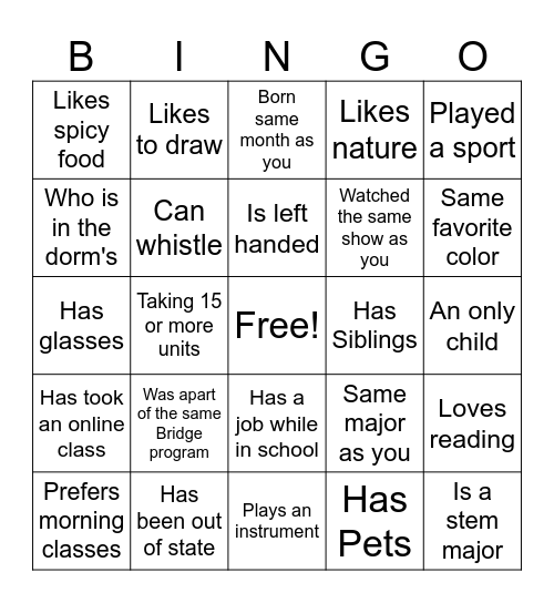 Find Someone Who... Bingo Card