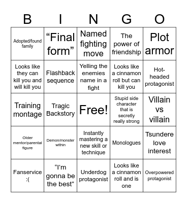 Anime Troupe BINGO Card