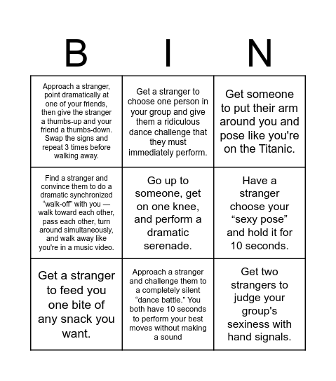 Bachelor Bingo Card