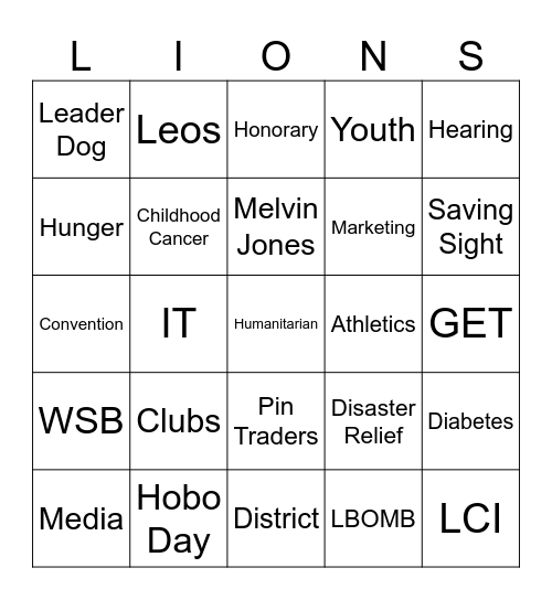 DISTRICT Bingo Card