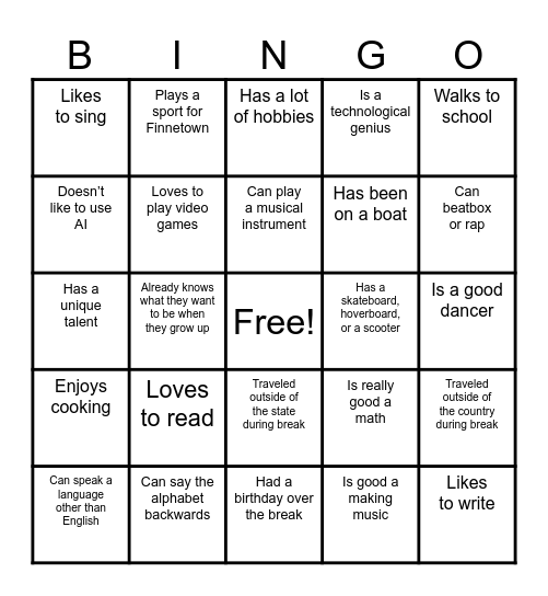 Find Someone Who... Bingo Card