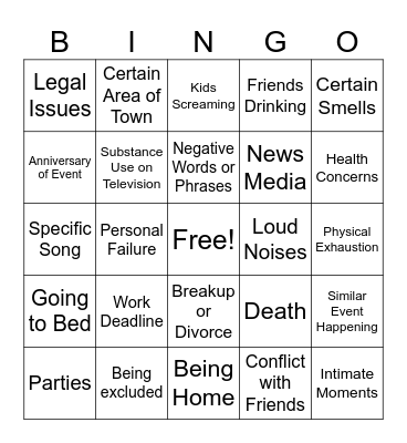 JR Triggers Bingo Card