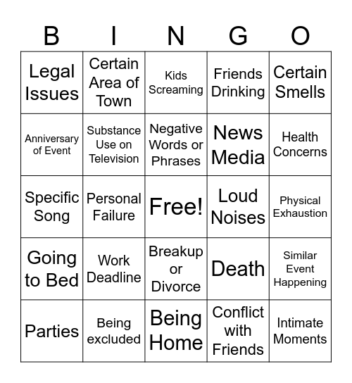 JR Triggers Bingo Card