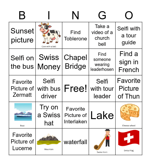 Switzerland Bingo Card