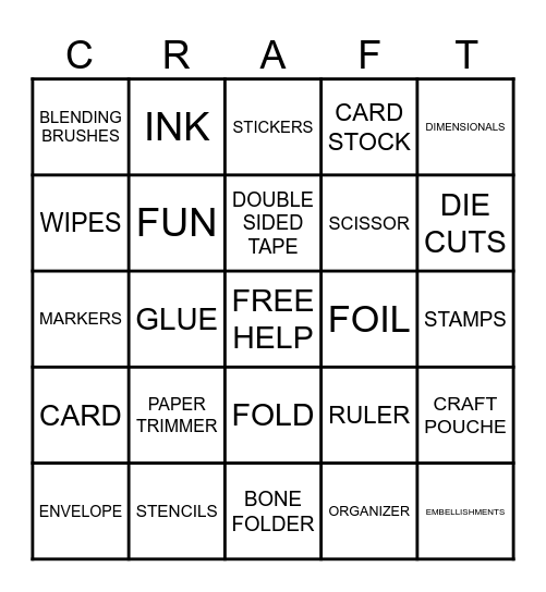 Crafty Sisters' Bingo Card