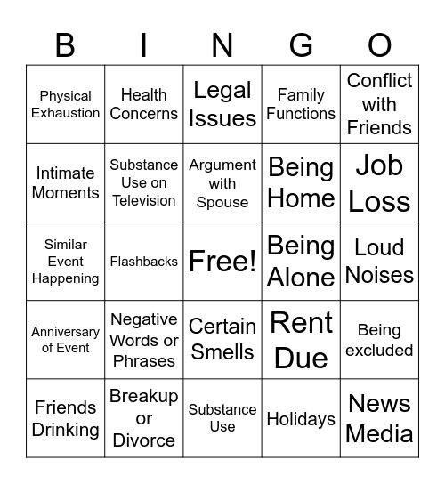 JR Triggers 2 Bingo Card