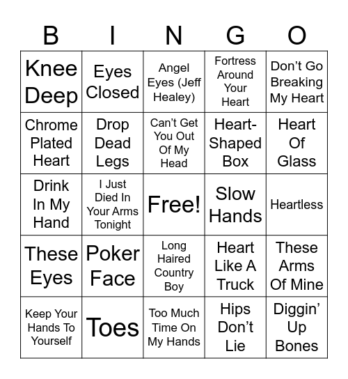 GET ME BODIED MUSIC Bingo Card