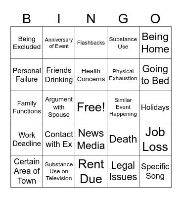 JR Triggers 4 Bingo Card