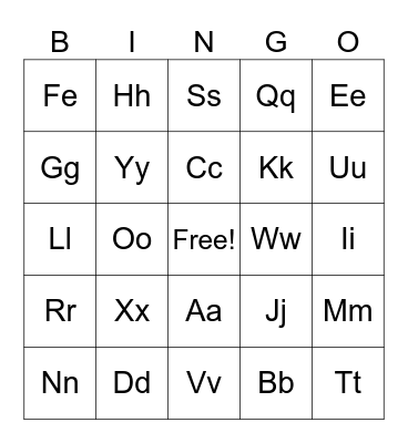ABC Bingo Card