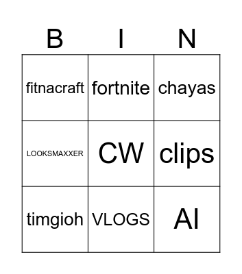 TikTok BINGO Card