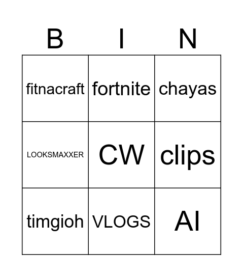 TikTok BINGO Card