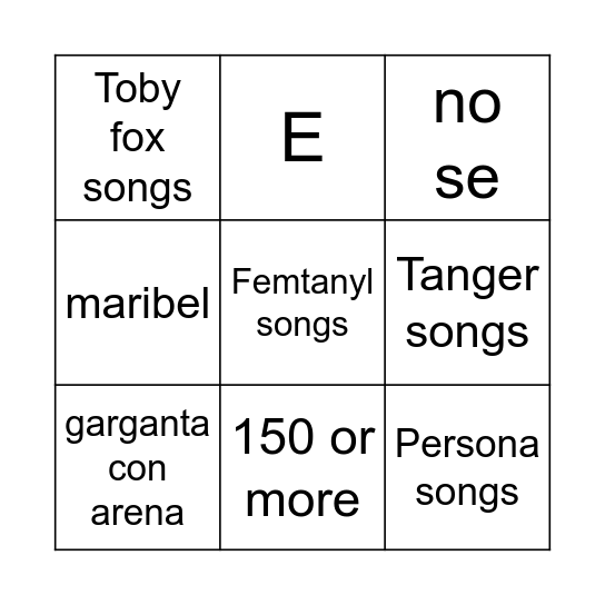 BINGO MUSICAL! Bingo Card