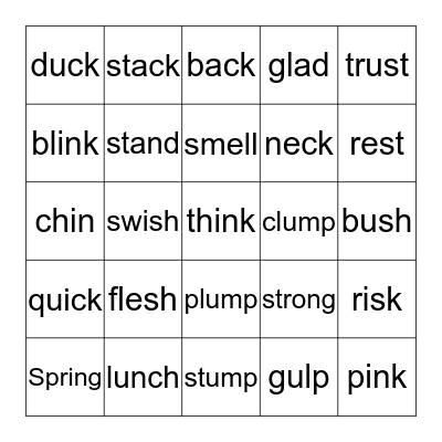 Module 2 green words  Bingo Card