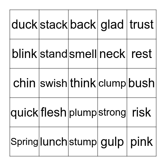 Module 2 green words  Bingo Card