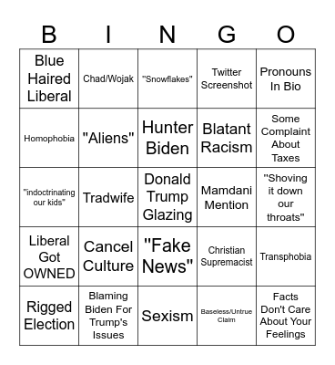 If You Laugh Youre Conservative Bingo Card
