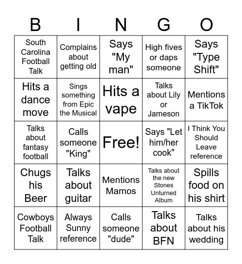 Joe's 30th Birthday Bingo! Bingo Card