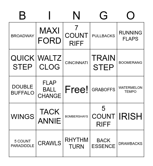 TAP! Bingo Card