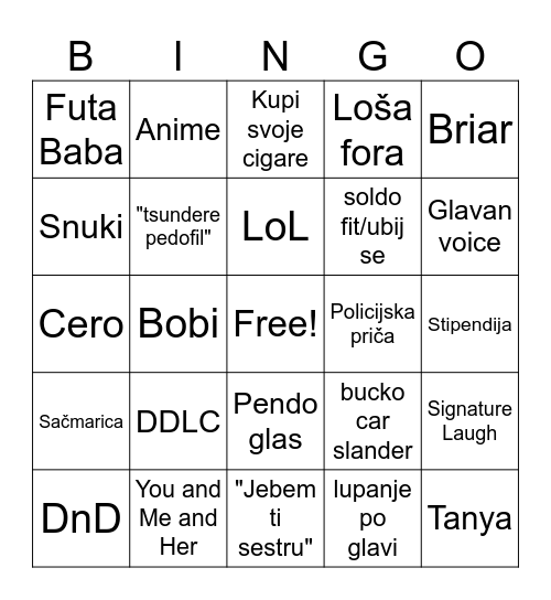 Glava Ddlc Bingo Card