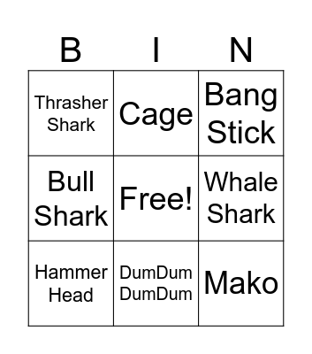 Shark Bingo Card