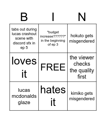 party startes bingo Card