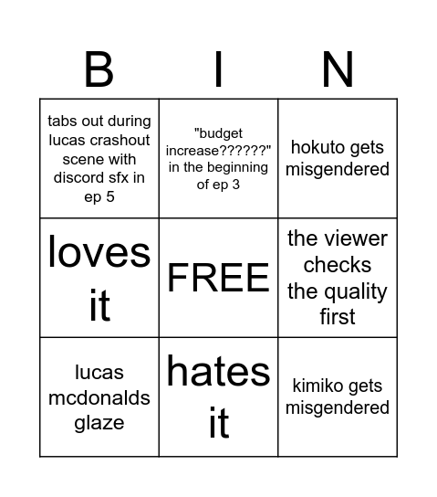 party startes bingo Card