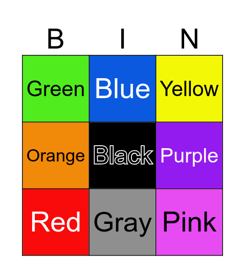 Color Bingo Card
