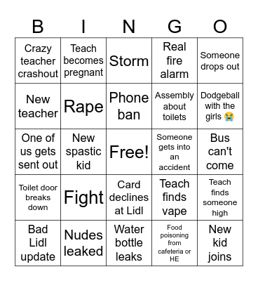 School bingo Card