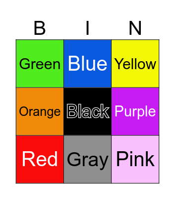 Color Bingo Card