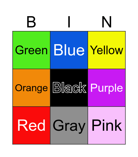 Color Bingo Card