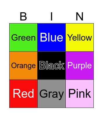 Color Bingo Card