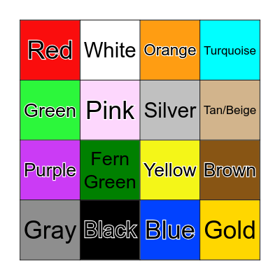 Color Bingo Card