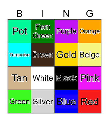 Color and Shapes Bingo Card