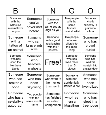 Ice Cream Social <3 Bingo Card