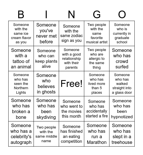 Ice Cream Social <3 Bingo Card